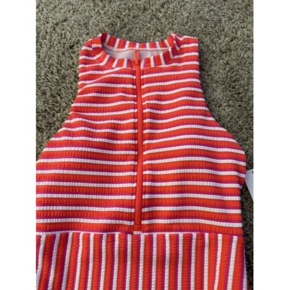 Splendid Womens Striped Zip Front One Piece Colorful Swimsuit Size Small/Medium - Picture 3 of 15